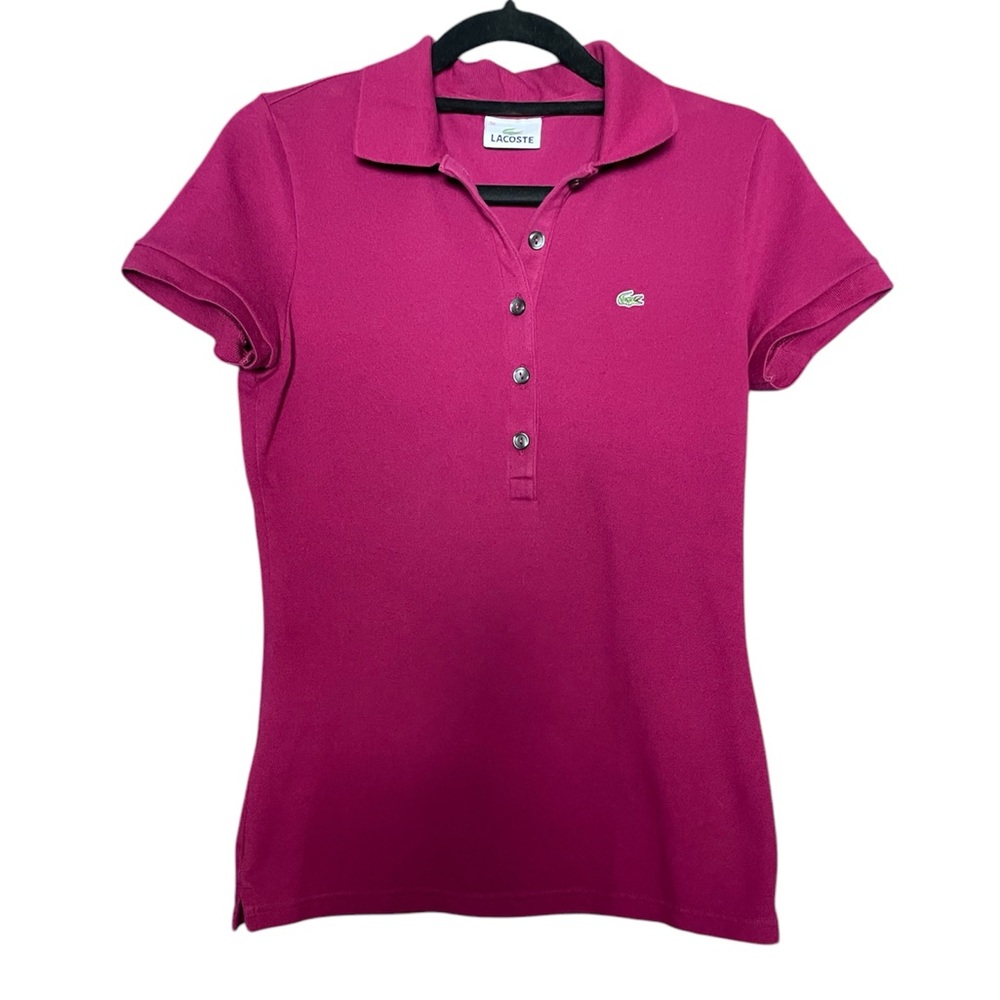 Lacoste burgundy/maroon fitted polo 38